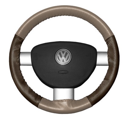 Wheelskins Steering Wheel Cover - EuroPerf, Perforated Sides (Sand Top / Brown Sides)