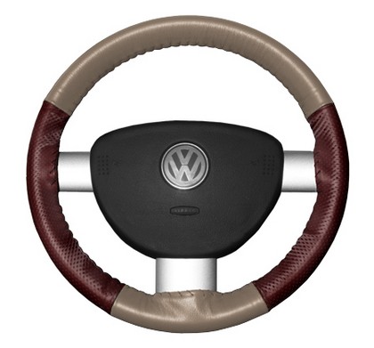 Wheelskins Steering Wheel Cover - EuroPerf, Perforated Sides (Sand Top / Burgundy Sides)