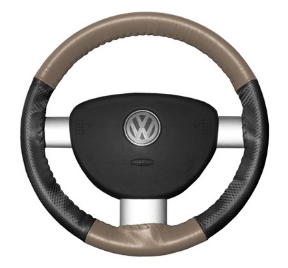 Wheelskins Steering Wheel Cover - EuroPerf, Perforated Sides (Sand Top / Charcoal Sides)