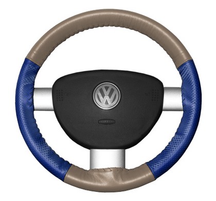 Wheelskins Steering Wheel Cover - EuroPerf, Perforated Sides (Sand Top / Cobalt Sides)