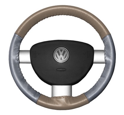 Wheelskins Steering Wheel Cover - EuroPerf, Perforated Sides (Sand Top / Grey Sides)