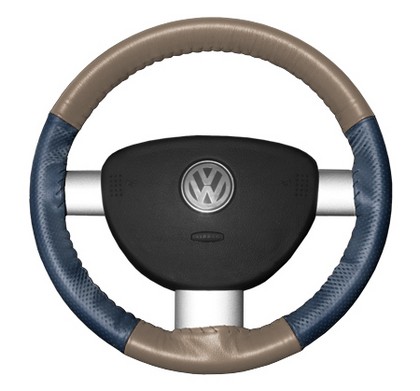 Wheelskins Steering Wheel Cover - EuroPerf, Perforated Sides (Sand Top / Sea Blue Sides)