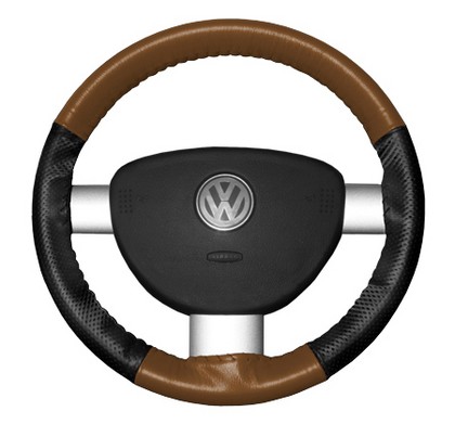 Wheelskins Steering Wheel Cover - EuroPerf, Perforated Sides (Tan Top / Black Sides)