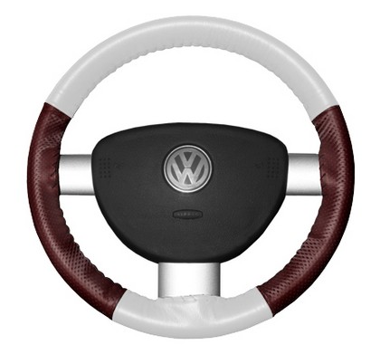 Wheelskins Steering Wheel Cover - EuroPerf, Perforated Sides (White Top / Burgundy Sides)