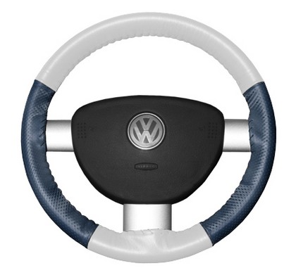 Wheelskins Steering Wheel Cover - EuroPerf, Perforated Sides (White Top / Sea Blue Sides)