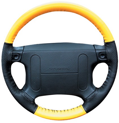 Wheelskins Steering Wheel Cover - EuroPerf, Perforated Sides (Yellow Top / Black Sides)