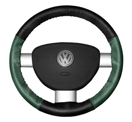 Wheelskins Steering Wheel Cover - EuroPerf, Perforated All Around (Black Top / Green Sides)