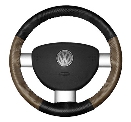 Wheelskins Steering Wheel Cover - EuroPerf, Perforated All Around (Black Top / Oak Sides)