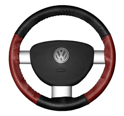 Wheelskins Steering Wheel Cover - EuroPerf, Perforated All Around (Black Top / Red Sides)