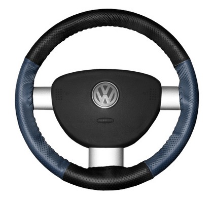 Wheelskins Steering Wheel Cover - EuroPerf, Perforated All Around (Black Top / Sea Blue Sides)