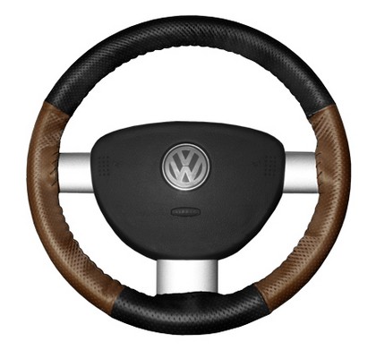 Wheelskins Steering Wheel Cover - EuroPerf, Perforated All Around (Black Top / Tan Sides)