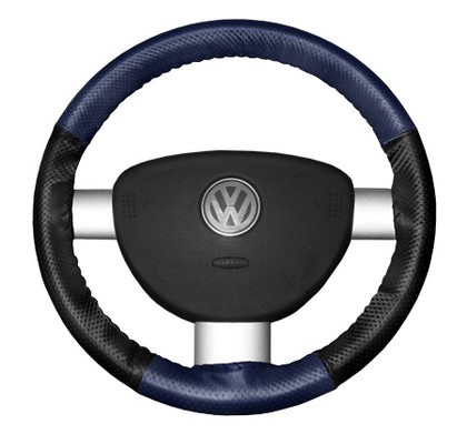 Wheelskins Steering Wheel Cover - EuroPerf, Perforated All Around (Blue Top / Black Sides)