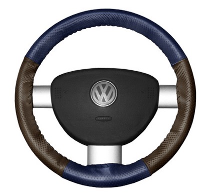 Wheelskins Steering Wheel Cover - EuroPerf, Perforated All Around (Blue Top / Brown Sides)