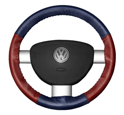 Wheelskins Steering Wheel Cover - EuroPerf, Perforated All Around (Blue Top / Red Sides)