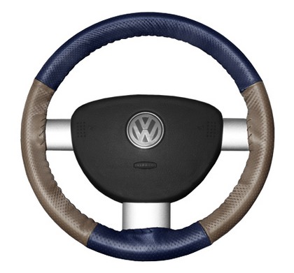 Wheelskins Steering Wheel Cover - EuroPerf, Perforated All Around (Blue Top / Sand Sides)