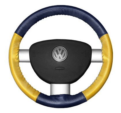 Wheelskins Steering Wheel Cover - EuroPerf, Perforated All Around (Blue Top / Yellow Sides)