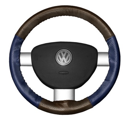 Wheelskins Steering Wheel Cover - EuroPerf, Perforated All Around (Brown Top / Blue Sides)