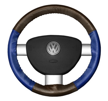Wheelskins Steering Wheel Cover - EuroPerf, Perforated All Around (Brown Top / Cobalt Sides)