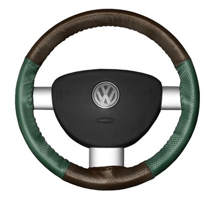 Wheelskins Steering Wheel Cover - EuroPerf, Perforated All Around (Brown Top / Green Sides)