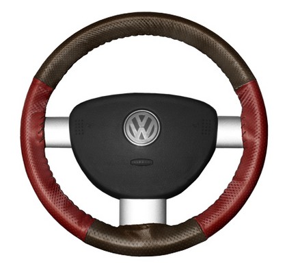 Wheelskins Steering Wheel Cover - EuroPerf, Perforated All Around (Brown Top / Red Sides