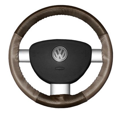 Wheelskins Steering Wheel Cover - EuroPerf, Perforated All Around (Brown Top / Sand Sides)