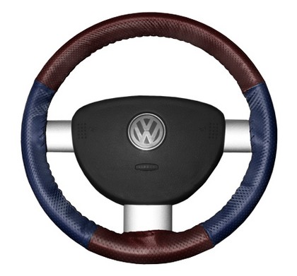 Wheelskins Steering Wheel Cover - EuroPerf, Perforated All Around (Burgundy Top / Blue Sides)