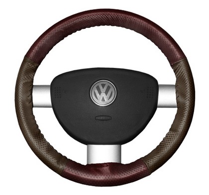 Wheelskins Steering Wheel Cover - EuroPerf, Perforated All Around (Burgundy Top / Brown Sides)