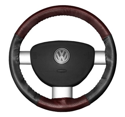 Wheelskins Steering Wheel Cover - EuroPerf, Perforated All Around (Burgundy Top / Charcoal Sides)