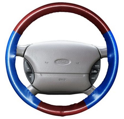 Wheelskins Steering Wheel Cover - EuroPerf, Perforated All Around (Burgundy Top / Cobalt Sides)