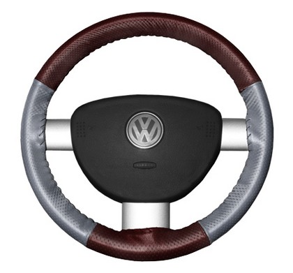 Wheelskins Steering Wheel Cover - EuroPerf, Perforated All Around (Burgundy Top / Grey Sides)