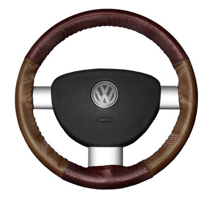 Wheelskins Steering Wheel Cover - EuroPerf, Perforated All Around (Burgundy Top / Tan Sides)