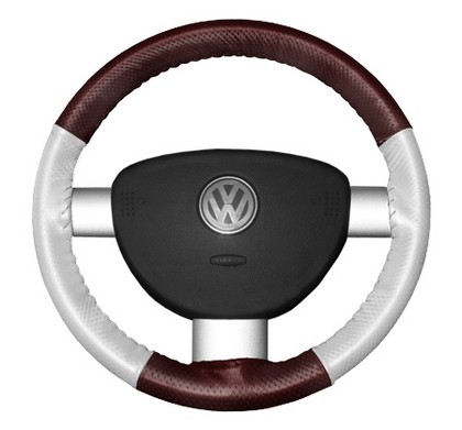 Wheelskins Steering Wheel Cover - EuroPerf, Perforated All Around (Burgundy Top / White Sides)