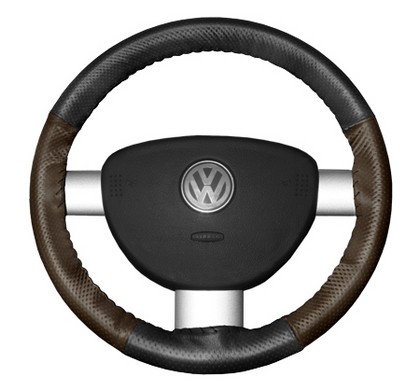 Wheelskins Steering Wheel Cover - EuroPerf, Perforated All Around (Charcoal Top / Brown Sides)