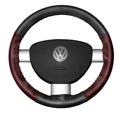 Wheelskins Steering Wheel Cover - EuroPerf, Perforated All Around (Charcoal Top / Burgundy Sides)