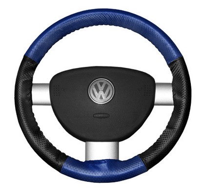 Wheelskins Steering Wheel Cover - EuroPerf, Perforated All Around (Cobalt Top / Black Sides)