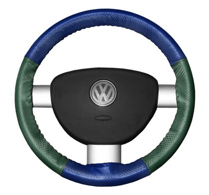 Wheelskins Steering Wheel Cover - EuroPerf, Perforated All Around (Cobalt Top / Green Sides)