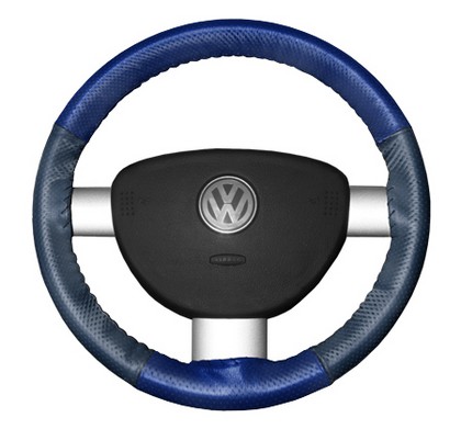 Wheelskins Steering Wheel Cover - EuroPerf, Perforated All Around (Cobalt Top / Sea Blue Sides)