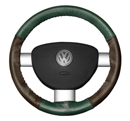 Wheelskins Steering Wheel Cover - EuroPerf, Perforated All Around (Green Top / Brown Sides)