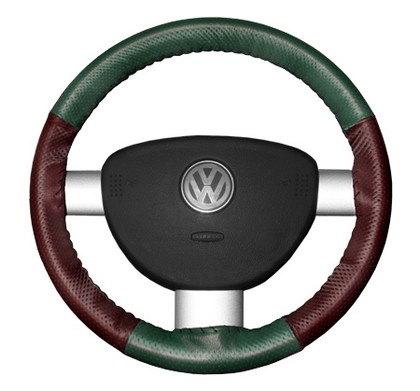 Wheelskins Steering Wheel Cover - EuroPerf, Perforated All Around (Green Top / Burgundy Sides)