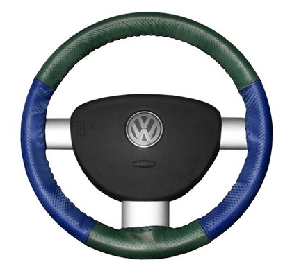 Wheelskins Steering Wheel Cover - EuroPerf, Perforated All Around (Green Top / Cobalt Sides)