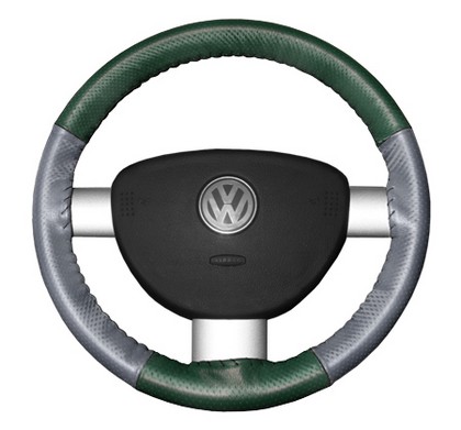 Wheelskins Steering Wheel Cover - EuroPerf, Perforated All Around (Green Top / Grey Sides)