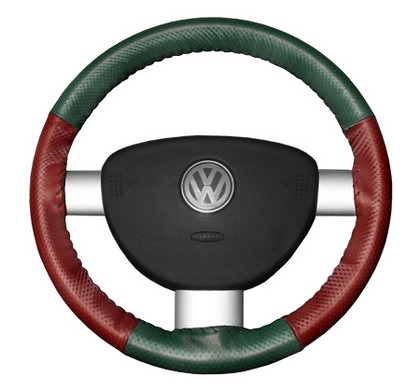 Wheelskins Steering Wheel Cover - EuroPerf, Perforated All Around (Green Top / Red Sides)