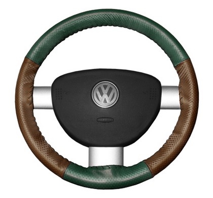 Wheelskins Steering Wheel Cover - EuroPerf, Perforated All Around (Green Top / Tan Sides)