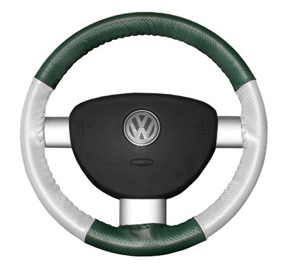 Wheelskins Steering Wheel Cover - EuroPerf, Perforated All Around (Green Top / White Sides)