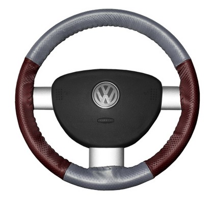 Wheelskins Steering Wheel Cover - EuroPerf, Perforated All Around (Grey Top / Burgundy Sides)