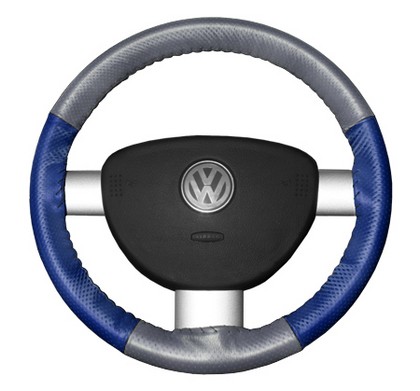 Wheelskins Steering Wheel Cover - EuroPerf, Perforated All Around (Grey Top / Cobalt Sides)