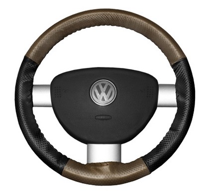 Wheelskins Steering Wheel Cover - EuroPerf, Perforated All Around (Oak Top / Black Sides)