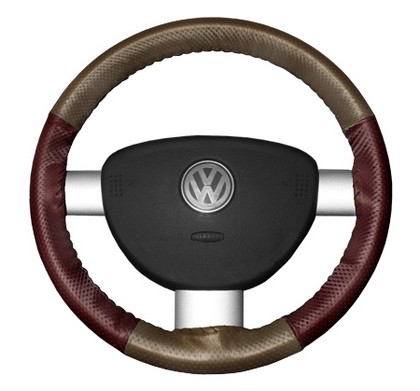 Wheelskins Steering Wheel Cover - EuroPerf, Perforated All Around (Oak Top / Burgundy Sides)