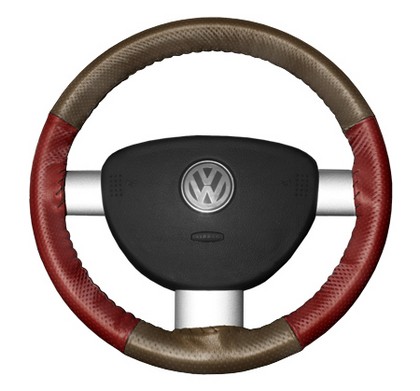 Wheelskins Steering Wheel Cover - EuroPerf, Perforated All Around (Oak Top / Red Sides)