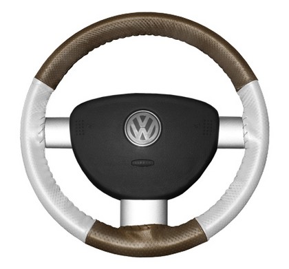 Wheelskins Steering Wheel Cover - EuroPerf, Perforated All Around (Oak Top / White Sides)